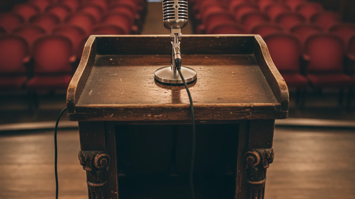 Imatge genèrica d'un escenari de teatre amb un micròfon al podi, simbolitzant l'inici d'una nova temporada cultural.