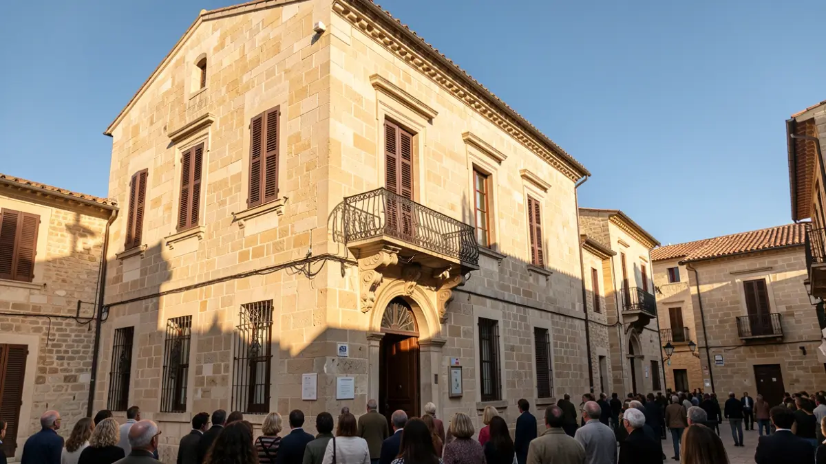 Façana de l'Ajuntament de Reus en un dia assolellat.
